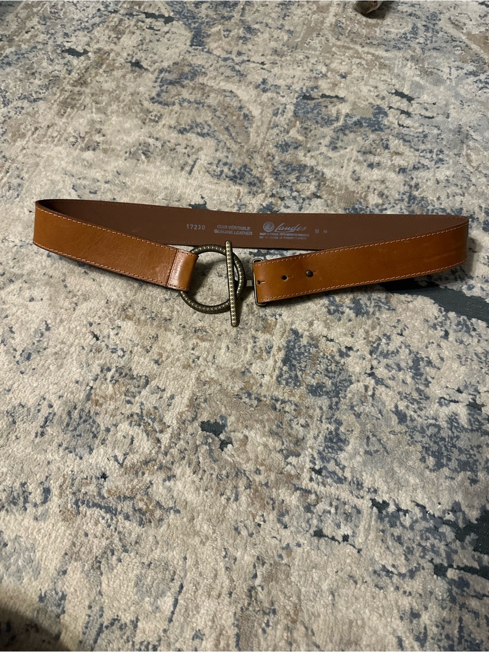 Leather Ring-Buckle Belt in Cognac Brown
